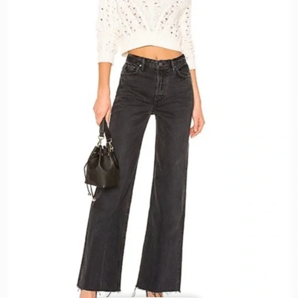 GRLFRND Charcoal Wide Leg Jeans - Picture 1 of 8